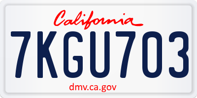 CA license plate 7KGU703