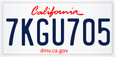 CA license plate 7KGU705