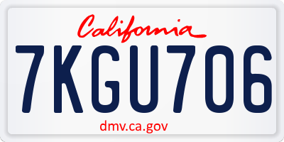 CA license plate 7KGU706