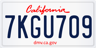 CA license plate 7KGU709