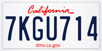 CA license plate 7KGU714