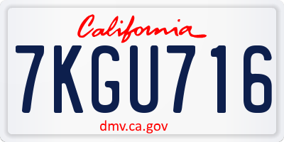 CA license plate 7KGU716