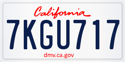 CA license plate 7KGU717