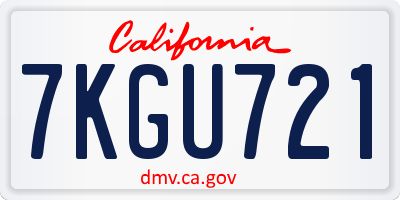 CA license plate 7KGU721