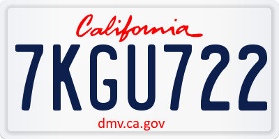CA license plate 7KGU722