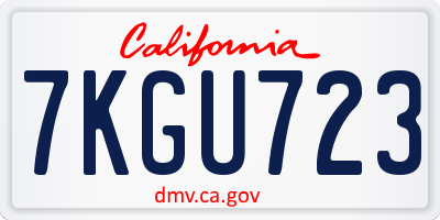 CA license plate 7KGU723