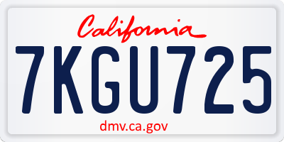 CA license plate 7KGU725
