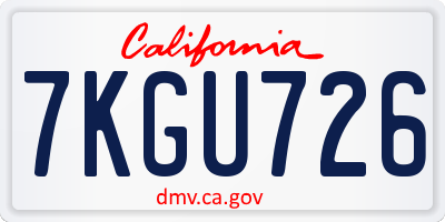 CA license plate 7KGU726