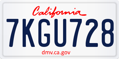 CA license plate 7KGU728