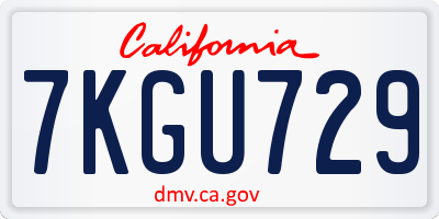 CA license plate 7KGU729