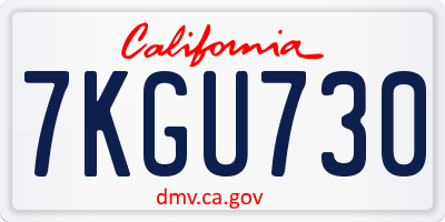 CA license plate 7KGU730