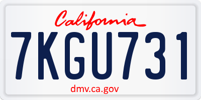 CA license plate 7KGU731
