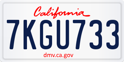 CA license plate 7KGU733