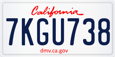 CA license plate 7KGU738
