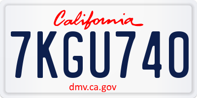 CA license plate 7KGU740
