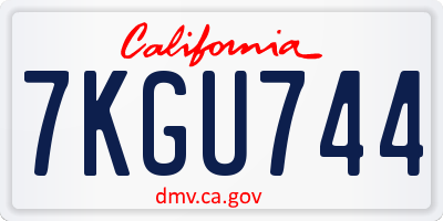 CA license plate 7KGU744