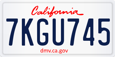 CA license plate 7KGU745