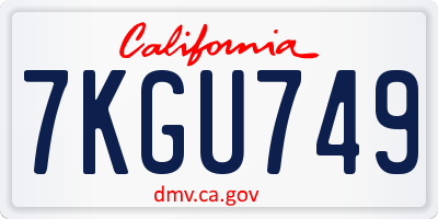 CA license plate 7KGU749