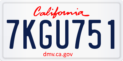 CA license plate 7KGU751