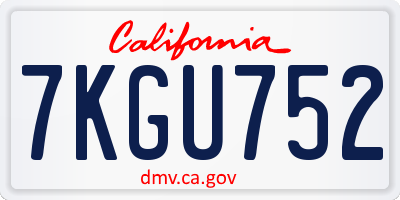CA license plate 7KGU752