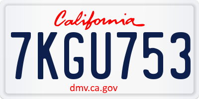 CA license plate 7KGU753