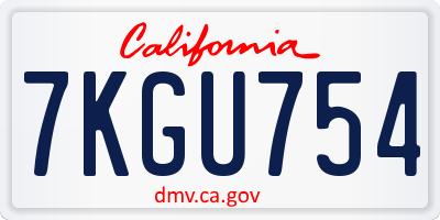 CA license plate 7KGU754