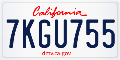 CA license plate 7KGU755