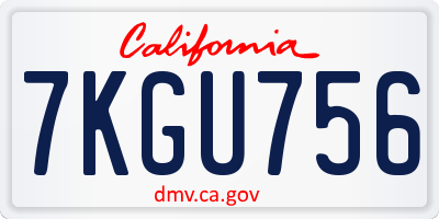 CA license plate 7KGU756