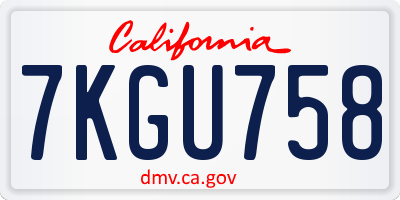 CA license plate 7KGU758