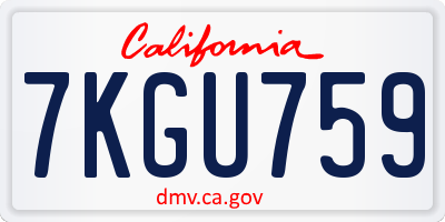 CA license plate 7KGU759