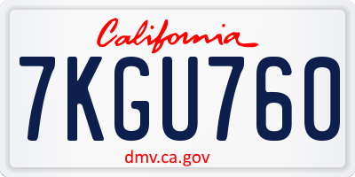 CA license plate 7KGU760