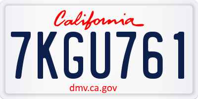 CA license plate 7KGU761