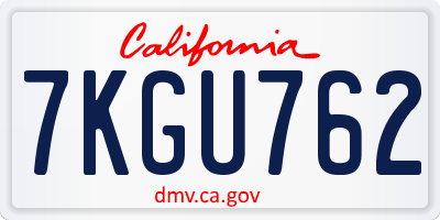 CA license plate 7KGU762