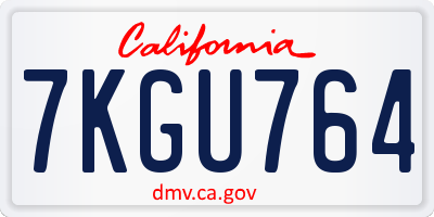 CA license plate 7KGU764