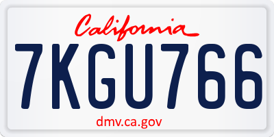 CA license plate 7KGU766