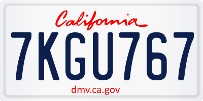 CA license plate 7KGU767