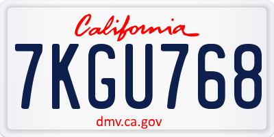 CA license plate 7KGU768