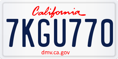CA license plate 7KGU770
