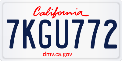 CA license plate 7KGU772