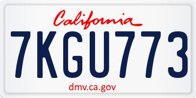 CA license plate 7KGU773