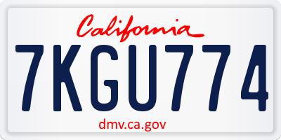 CA license plate 7KGU774