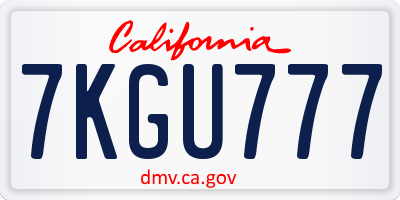 CA license plate 7KGU777