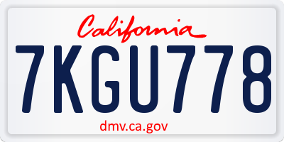 CA license plate 7KGU778