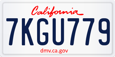 CA license plate 7KGU779