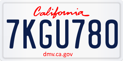 CA license plate 7KGU780