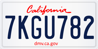 CA license plate 7KGU782