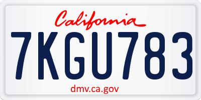 CA license plate 7KGU783