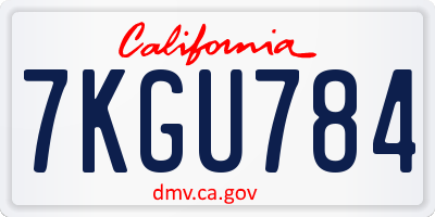 CA license plate 7KGU784