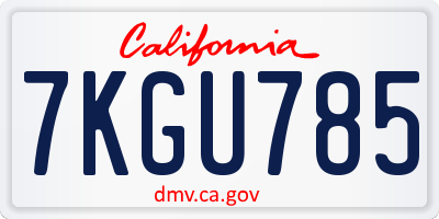 CA license plate 7KGU785
