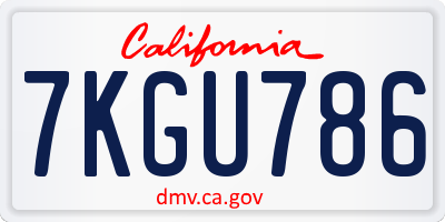 CA license plate 7KGU786